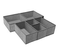Criusia Underwear Drawer Organizer, 6 Set Foldable Drawer Organizer and Closet Dividers, Storage Box for Clothes, Socks, Underwear (6 Bins) (Grey)
