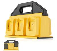 Crivnhar Battery Carrying Holder for DeWalt 20V, Battery Storage Organizer Rack for 2.0Ah-10.0Ah, Portable Batteries Caddy Case with Handle/Non-Slip Base for Jobsite and Tool Bag Use, 6-Slot