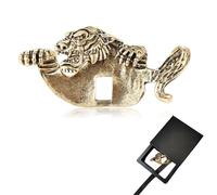 CRIZAN Mens Vintage Silver Gold Alligator Octopus Taiger Pocket Square Brooch Pin Textured Crocodile DesignMetal Lapel Gift Accessory, One Size, Metal Zinc, no gemstone