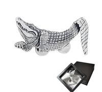 CRIZAN Mens Vintage Silver Gold Alligator Octopus Taiger Pocket Square Brooch Pin Textured Crocodile DesignMetal Lapel Gift Accessory, One Size, Metal Zinc, no gemstone