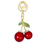 Crizaor Cherry Keychain - Green Glitter Cherry Bag Charm - Women's Accessory - Glamorous Resin Keychain