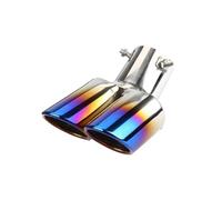 CRJIMX 1 Pcs 63mm Universal Dual Outlet Car Exhaust Muffler Silver Black Exhaust Tip Tail Pipe Car Exterior Accessories(Burnt Blue)