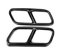 CRJIMX 1Pair Glossy Black Silver Stainless Steel Rear Dual Exhaust Pipe Sticks Covers For Mercedes For Benz S Class W221 2010 2011-2017(BLACK)