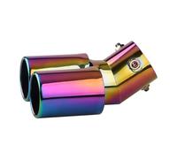 CRJIMX 1Pcs 63mm Universal Dual Outlet Car Exhaust Muffler Silver Black Trim Modified Exhaust Tips Tail Pipe Car Exterior Accessories(Colorful,Curved)