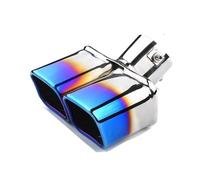 CRJIMX 1PCS Universal Single/Double Inlet Square Exhaust Pipe Stainless Steel 63mm/2.5'' Tail Throat Car Muffler Tips Modification(Blue,Double tube)