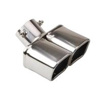 CRJIMX 2.5-inch Double Pipe Square Tailpipe Throat Auto Exhaust Muffler Stainless Steel Tailpipe Throat For Universal Auto Parts(Silver,Curved)