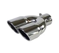 CRJIMX 3 Colors Universal Car 63mm Inlet Diameter 76mm Outlet Double-Barrel Rear Exhaust Tip Tail Pipe Muffler Stainless Steel(Silver,Straight)
