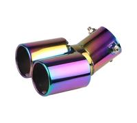 CRJIMX 63MM 2.5" Inlet Car Auto Exhaust Muffler Tip Stainless Steel Dual Pipe Trim Modified Car Rear Tail Throat Liner For Most Cars(Multi-color,Curved)