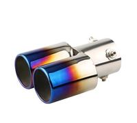 CRJIMX 63MM 2.5" Inlet Car Auto Exhaust Muffler Tip Stainless Steel Dual Pipe Trim Modified Car Rear Tail Throat Liner For Most Cars(Blue,Straight)