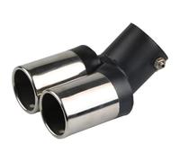 CRJIMX 63MM 2.5" Inlet Car Auto Exhaust Muffler Tip Stainless Steel Dual Pipe Trim Modified Car Rear Tail Throat Liner For Most Cars(Black+Silver,Curved)
