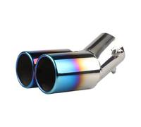 CRJIMX 63MM 2.5" Inlet Car Auto Exhaust Muffler Tip Stainless Steel Dual Pipe Trim Modified Car Rear Tail Throat Liner For Most Cars(Blue,Curved)