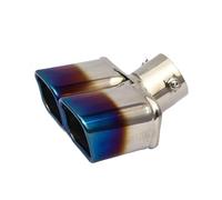 CRJIMX 76mm Universal Auto Muffler Silencer Dual Outlet Car Exhaust Tip Stainless Steel Slant Rolled Edge Blue/Silver Anti-resistance R(Blue,Curved)