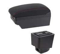 CRJIMX Arm Boxes For R&enault For Captur Kaptur 2018 2019 2020 2021 Kaptur Car Leather HandRest Center Console Storage Box(E1 Red Line)