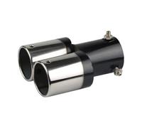 CRJIMX Automobile Tailpipe Universal Exhaust Stainless Steel Exhaust Hood Sound Tail Muffler Modification(Black+Silver,Straight)
