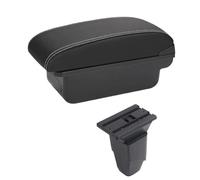 CRJIMX Cabrio Armrest Box Arm Elbow Rest Center Console Storage Case Accessories With Cup Holder USB Port For Peugeot 206 207 CC(A-Black white line)