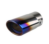 CRJIMX Car Exhaust Tip 3 Inch Inlet Stainless Steel Exhaust Muffler Tip 7.6cm Inlet Muffler Straight(Blue)