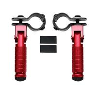 CRJIMX CNC Aluminum Motorcycle Part Universal Pedals Folded Footrest Footpeg Motorcycles Scooters Bicycle Accessory 23-27mm Clamp(RED)
