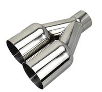 CRJIMX Double Exhaust Tip Stainless Steel Straight Edge Polished Silver Welding Muffler Tail Pipe(Right)