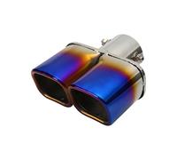 CRJIMX Dual Exhaust Tip Universal Exhaust Tailpipe Stainless Steel Car Modified Double Exhaust Pipe Rear Muffler Tip Tail Throat 63mm(Blue,Straight)