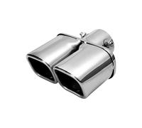 CRJIMX Dual Exhaust Tip Universal Exhaust Tailpipe Stainless Steel Car Modified Double Exhaust Pipe Rear Muffler Tip Tail Throat 63mm(Silver,Straight)