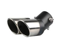 CRJIMX Dual Outlet Exhaust Pipe For Car Stainless Steel Slant Rolled Edge Car Exhaust Tip Universal Black Silver Auto Muffler Silencer(Silver+Black)