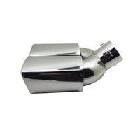 CRJIMX Exhaust Tip Universal Double Outlet Nozzle Rear Muffler Tip Stainless Steel Square Mouth Exhaust Pipe Muffler Inlet 60mm(Silver,Curved)