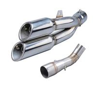 CRJIMX For Benelli For Leoncino 250 502c TRK502C Motorcycle Exhaust Muffler Mid Link Pipe With AK Double Out Exhaust Stainless Steel(Style E)