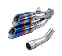 CRJIMX For Benelli For Leoncino 250 502c TRK502C Motorcycle Exhaust Muffler Mid Link Pipe With AK Double Out Exhaust Stainless Steel(Style B)