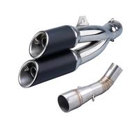CRJIMX For Benelli For Leoncino 250 502c TRK502C Motorcycle Exhaust Muffler Mid Link Pipe With AK Double Out Exhaust Stainless Steel(Style C)