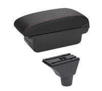 CRJIMX For Civic Ep3 Armrest Box Central Store Content Storage Box Armrest Box With Cup Holder USB Interface(B1 Black red 3USB)