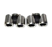 CRJIMX For Defender 90 110 130 2020 2021 2022 2023 2024 Tailpipe Muffler Tip Upgrade Carbon Fibre Black Square Quad Outlet Exhaust Pipe(Silver Round,2.0)