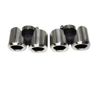 CRJIMX For Defender 90 110 130 2020 2021 2022 2023 2024 Tailpipe Muffler Tip Upgrade Carbon Fibre Black Square Quad Outlet Exhaust Pipe(Silver Round,3.0)