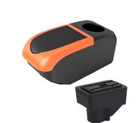 CRJIMX For F&ord For Fiesta For Fiesta 3 2011 2012 2013 2014 2015 2016 2017 2018 Car Armrest BoxStorage Box Car Accessories PU Leather(B2 Orange frame 6USB)