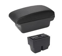 CRJIMX For F&ord For Fiesta MK6 7 Armrest Box Car Center Console Storage Space Case Elbow Rest With Cup Holder USB Interface(B2 black line 3USB)