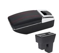 CRJIMX For Fit For Jazz 2 2008 2009 2010 2011 2012 2013 Car Armrest Box Arm Storage Box Car Accessories(A1 Black red NO USB)