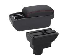 CRJIMX For Opel For Corsa For Corsa D Car Armrest Box Storage Box Cup Holder Retrofit Parts Interior Car Accessories(C1 Black red NO USB)