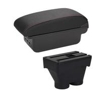 CRJIMX For Peugeot 208 2012-2018 Armrest Box Storage Box Car Accessories Retrofit Parts Interior Details Auto Holder Ashtray(B1 Black red 3USB)
