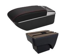 CRJIMX For Seat For Ibiza Armrest Box For Ibiza 6j For Ibiza 6L Car Armrest 2018-2025 Auto Storage Box Retrofit Interior(D1 Black red No USB)