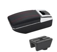 CRJIMX For Seat For Ibiza Armrest Box For Seat For Ibiza 6j For Ibiza 6L Car Armrest Auto Storage Box(A1 Black red NO USB)