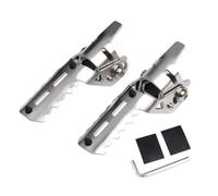 CRJIMX For Triumph For Tiger 800 850 900 1050 1200 660 For Trident 660 Highway Front Foot Pegs Folding Footrests Footpegs Clamps(Silver)