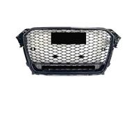CRJIMX Honeycomb Front Bumper Grille For A4 S4 B8.5 2013-2015 To RS4 Style Grilles Upper With Quattro(All Glossy Black)