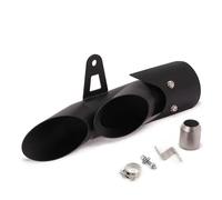 CRJIMX Motorcycle Dual Two Three Outlet Exhaust Muffler Kit Tail Pipe For Y&amaha YZF R6 Etc Carbon Fiber Texture Modification Accessories(BLACK,Two holes)