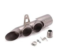 CRJIMX Motorcycle Dual Two Three Outlet Exhaust Muffler Kit Tail Pipe For Y&amaha YZF R6 Etc Carbon Fiber Texture Modification Accessories(Silver,Three holes)