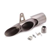 CRJIMX Motorcycle Dual Two Three Outlet Exhaust Muffler Kit Tail Pipe For Y&amaha YZF R6 Etc Carbon Fiber Texture Modification Accessories(Silver,Two holes)