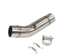 CRJIMX Motorcycle Exhaust Middle Pipe Round Muffler Link Pipe Modification Accessories Stainless Steel Slip-On For CB400 cb 400 All Years(Silver)