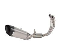 CRJIMX Slip On For Aprilia RS660 RS 660 For Tuono 660 2021 2022 2023 2024 Motorcycle Full System Exhaust Pipe Front Link Tube Carbon Muffler(Silver)