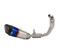 CRJIMX Slip On For Aprilia RS660 RS 660 For Tuono 660 2021 2022 2023 2024 Motorcycle Full System Exhaust Pipe Front Link Tube Carbon Muffler(Half blue)