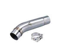 CRJIMX Slip-On For CB400 All Years Motorcycle Exhaust Middle Pipe Round Muffler Link Pipe Modification Accessories Stainless Steel(Silver)