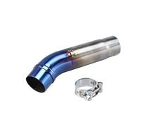 CRJIMX Slip-On For CB400 All Years Motorcycle Exhaust Middle Pipe Round Muffler Link Pipe Modification Accessories Stainless Steel(Half blue)