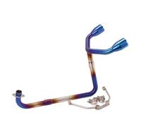 CRJIMX Slip On Motorcycle Double Exhaust Escape Moto Tube Modified Muffler Front Connection Mid Link Pipe For GROM MSX125 MSX 125(Blue)